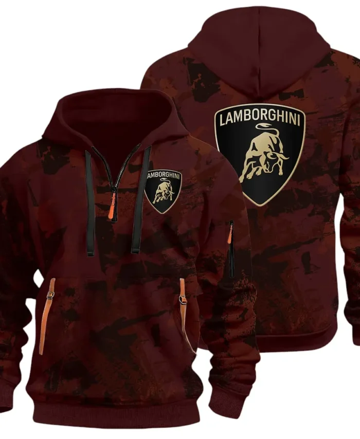 Iconic Supercar Ride Hoodie Half Zip 3D Print, Sporty & Casual Everyday Wear Hoodie CAR514 - Dark Red