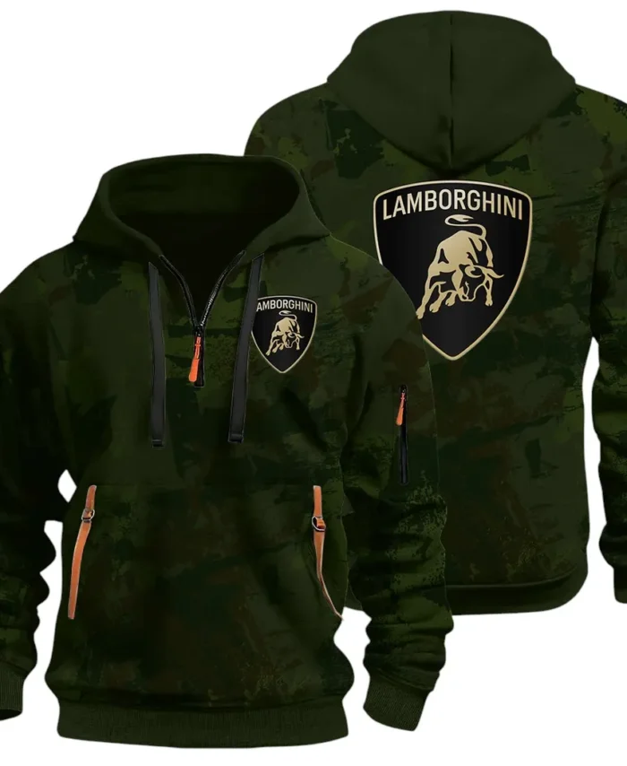 Iconic Supercar Ride Hoodie Half Zip 3D Print, Sporty & Casual Everyday Wear Hoodie CAR514 - Green
