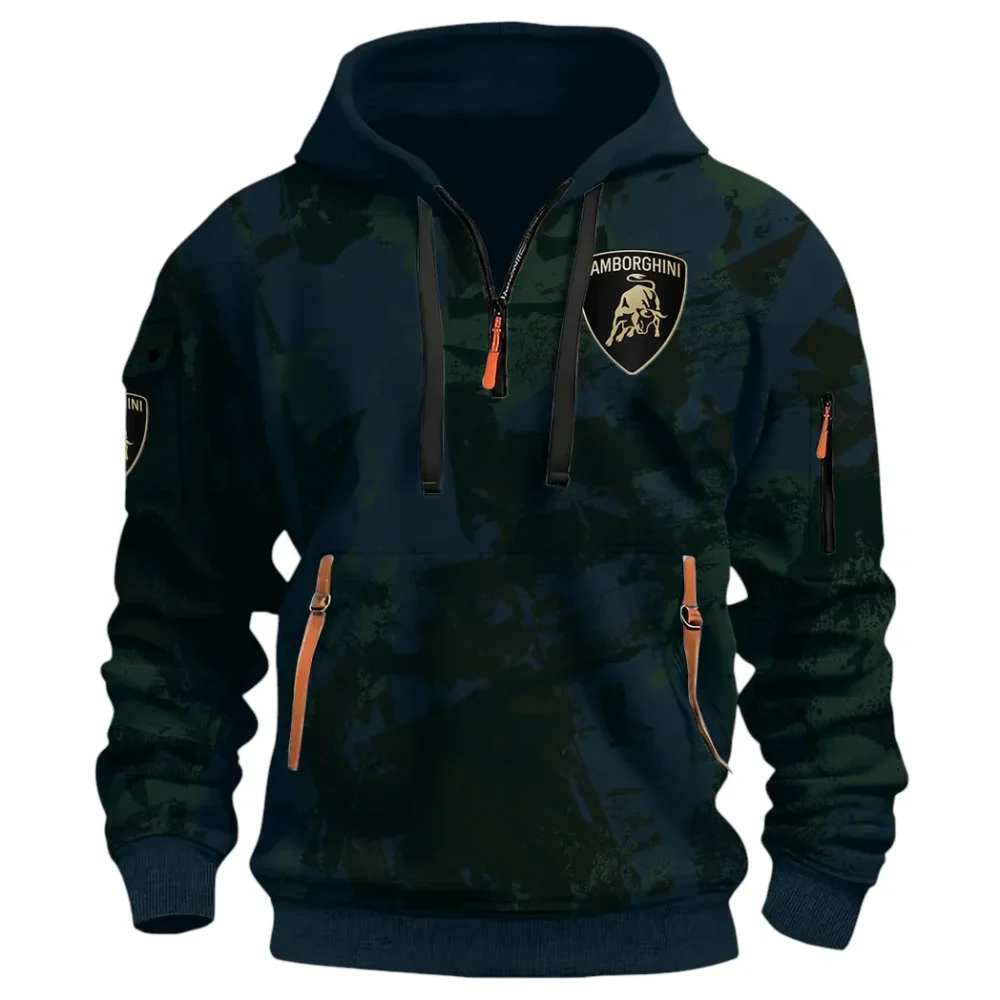 Iconic Supercar Ride Hoodie Half Zip 3D Print, Sporty & Casual Everyday Wear Hoodie CAR514 - Navy - Image 2