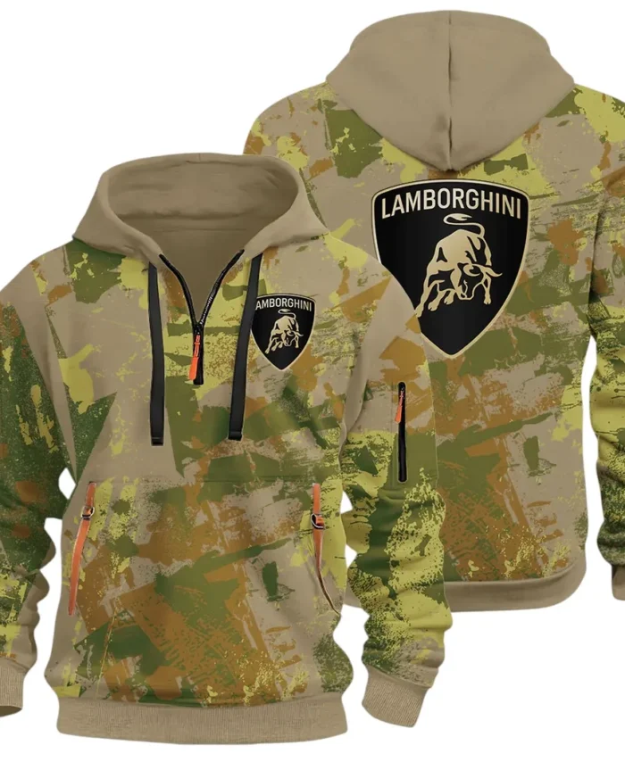 Iconic Supercar Ride Hoodie Half Zip 3D Print, Sporty & Casual Everyday Wear Hoodie CAR514 - Khaki