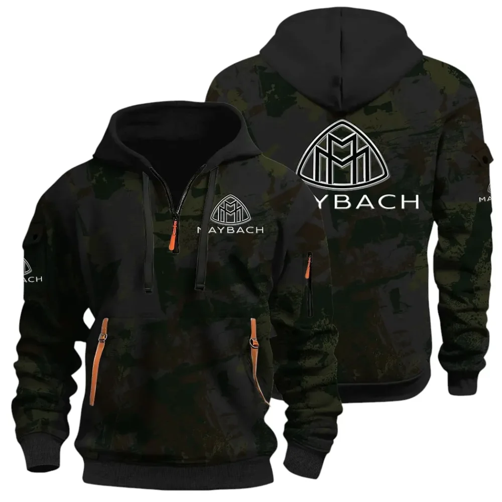 Durable Fit Hoodie Half Zip 3D Print, Adventure-Ready Streetwear CAR514 - Black