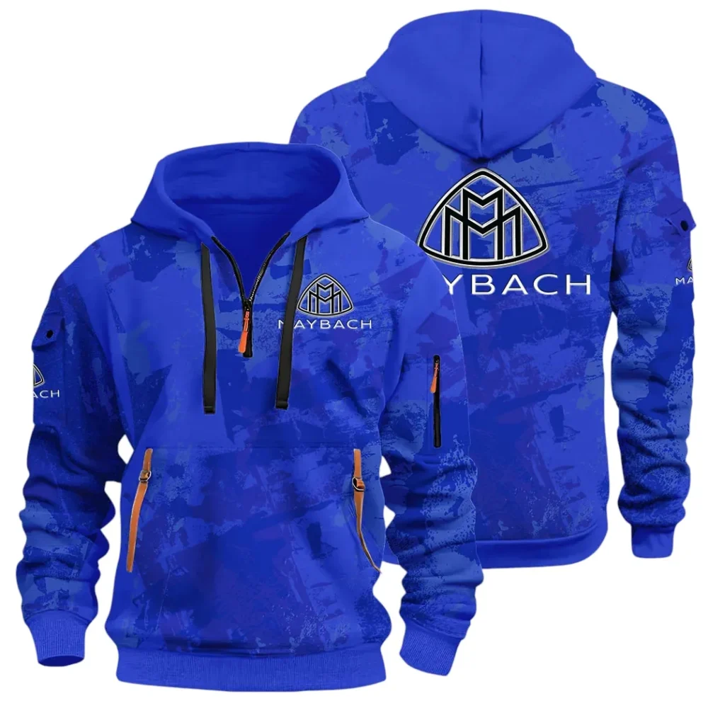 Durable Fit Hoodie Half Zip 3D Print, Adventure-Ready Streetwear CAR514 - Blue