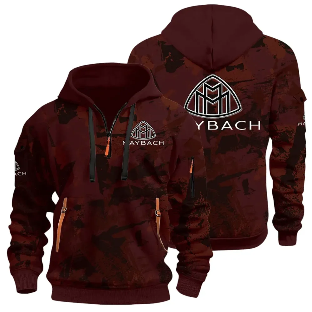 Durable Fit Hoodie Half Zip 3D Print, Adventure-Ready Streetwear CAR514 - Dark Red