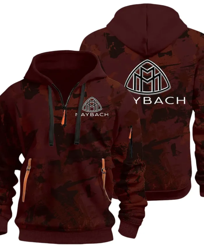 Durable Fit Hoodie Half Zip 3D Print, Adventure-Ready Streetwear CAR514 - Dark Red