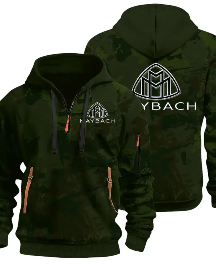 Durable Fit Hoodie Half Zip 3D Print, Adventure-Ready Streetwear CAR514 - Green