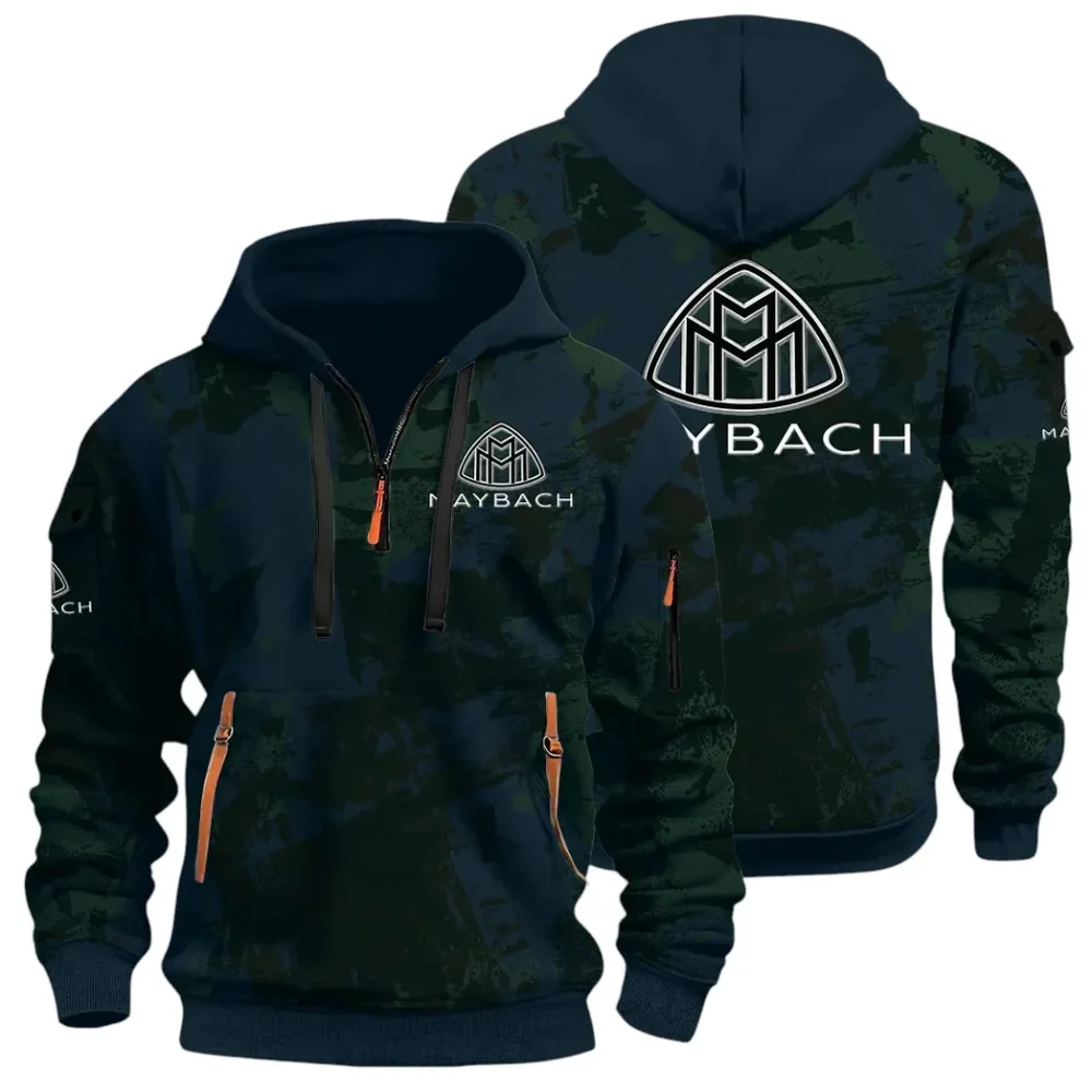 Durable Fit Hoodie Half Zip 3D Print, Adventure-Ready Streetwear CAR514 - Navy
