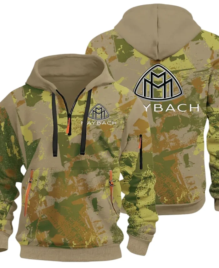Durable Fit Hoodie Half Zip 3D Print, Adventure-Ready Streetwear CAR514 - Khaki