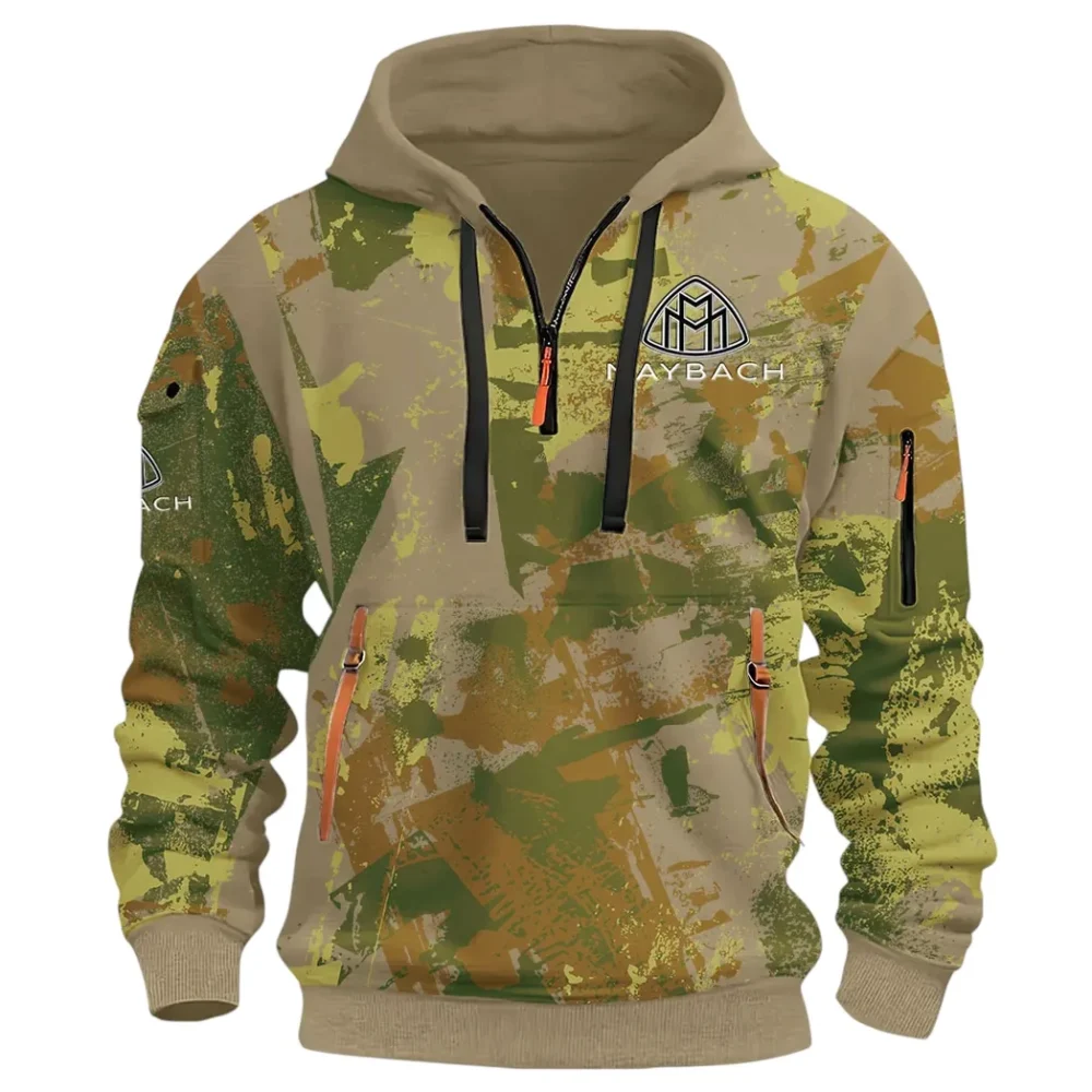 Durable Fit Hoodie Half Zip 3D Print, Adventure-Ready Streetwear CAR514 - Khaki - Image 2