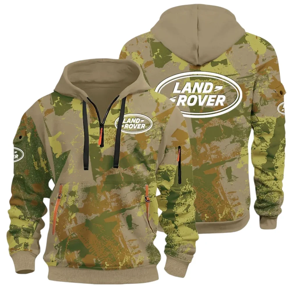 Premium Off-Road Ride Hoodie Half Zip 3D Print, Streetwear Casual Look Outfit CAR514 - Khaki