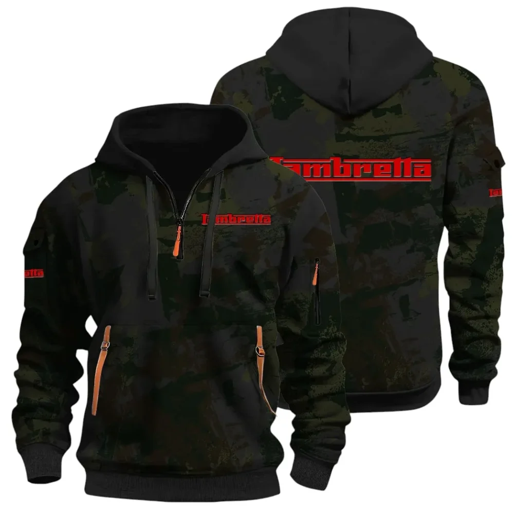 Classic Gear Hoodie Half Zip 3D Print, Rugged Casual Hoodie CAR514 - Black