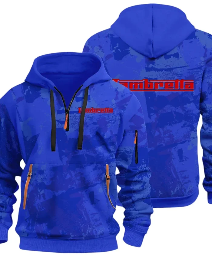 Classic Gear Hoodie Half Zip 3D Print, Rugged Casual Hoodie CAR514 - Blue