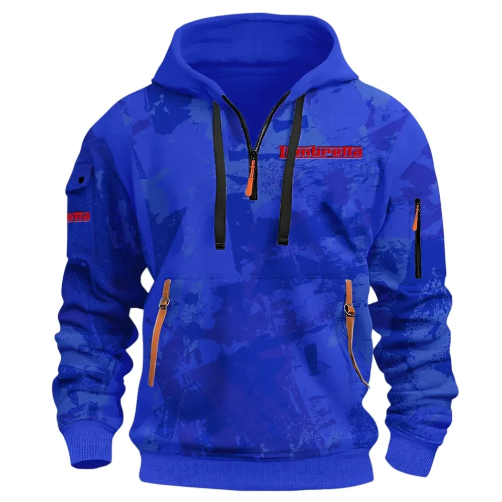 Classic Gear Hoodie Half Zip 3D Print, Rugged Casual Hoodie CAR514 - Blue - Image 2