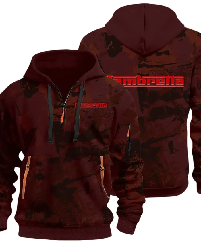 Classic Gear Hoodie Half Zip 3D Print, Rugged Casual Hoodie CAR514 - Dark Red