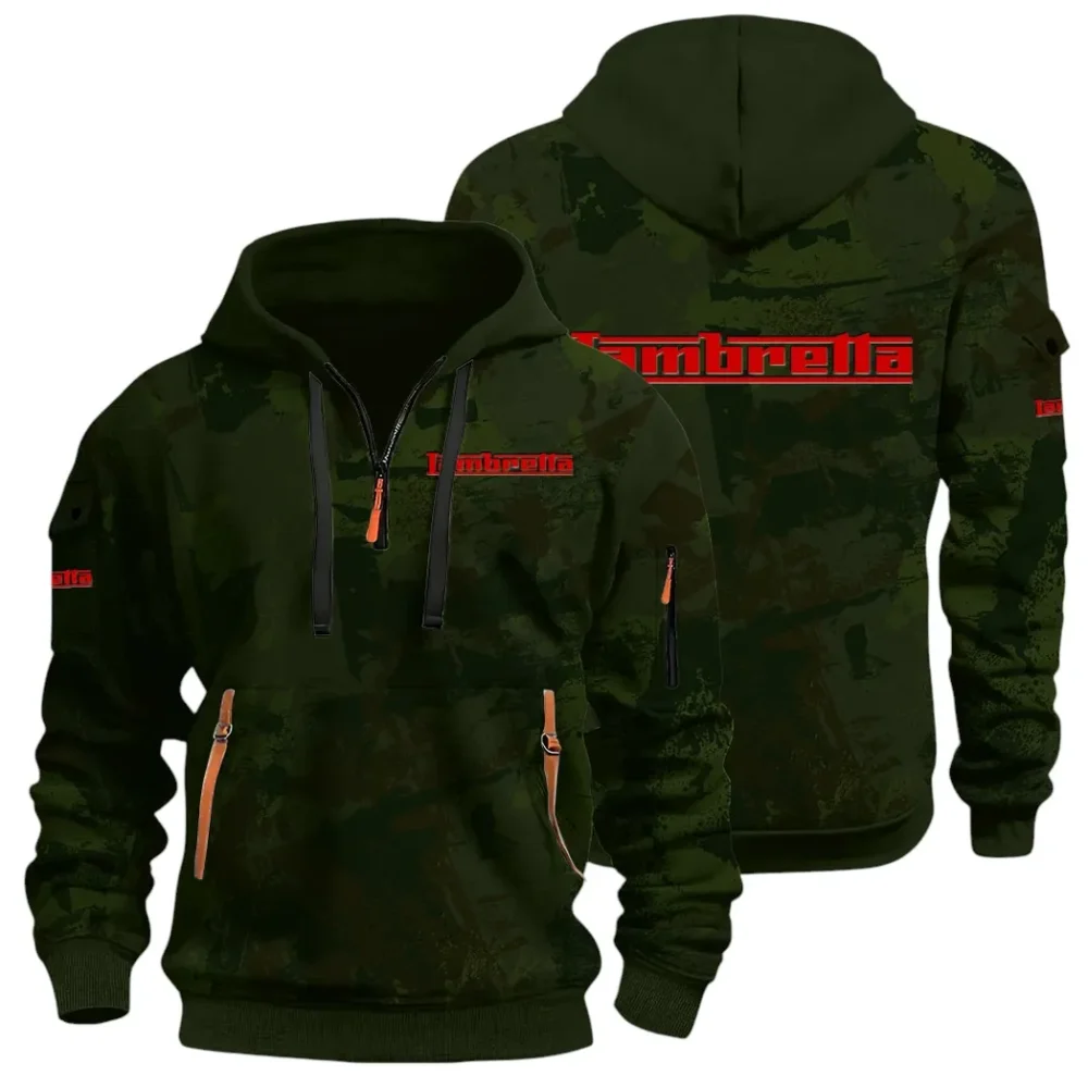 Classic Gear Hoodie Half Zip 3D Print, Rugged Casual Hoodie CAR514 - Green