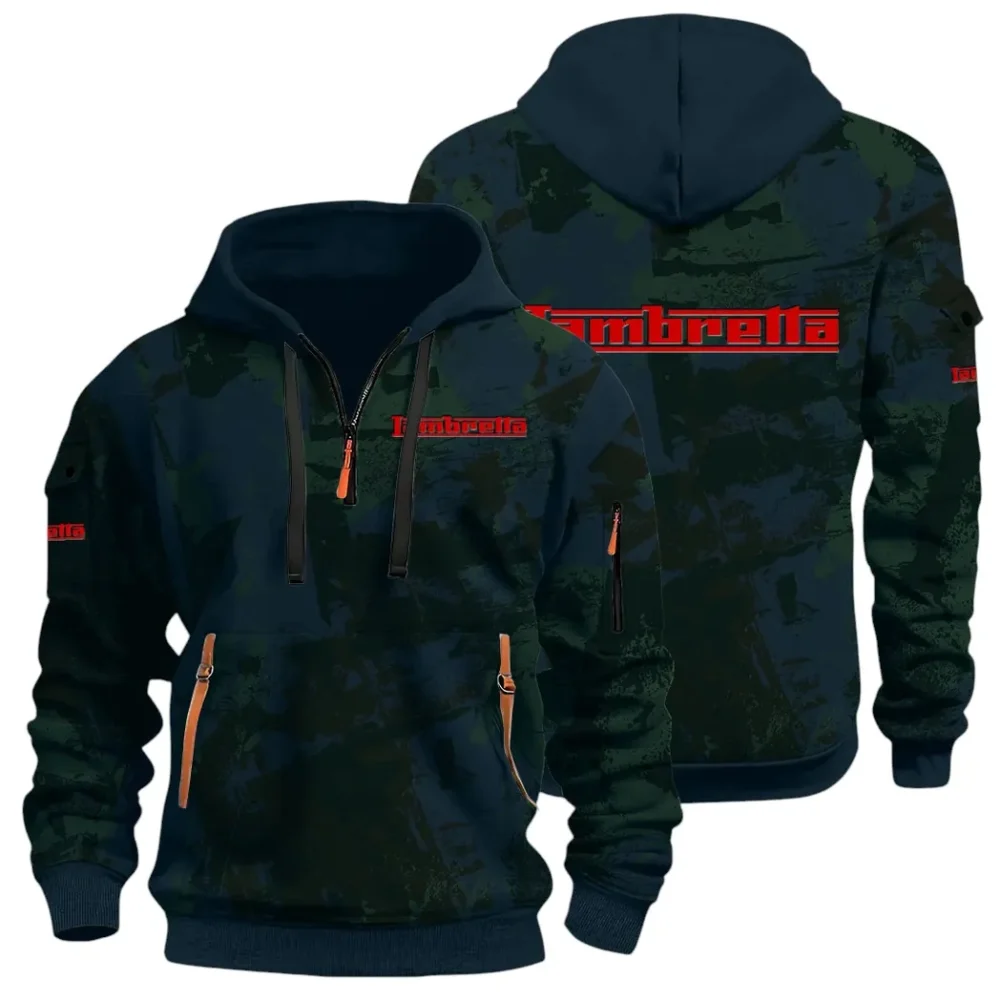 Classic Gear Hoodie Half Zip 3D Print, Rugged Casual Hoodie CAR514 - Navy