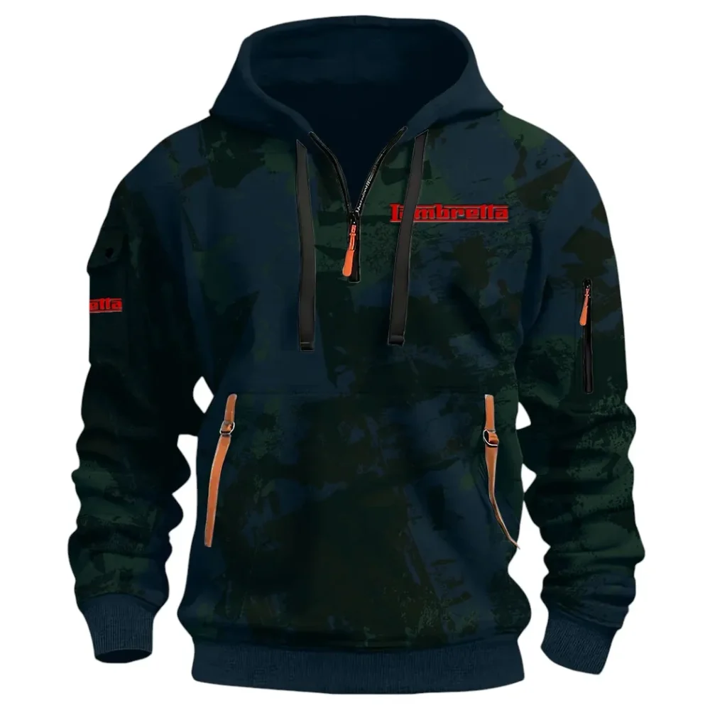 Classic Gear Hoodie Half Zip 3D Print, Rugged Casual Hoodie CAR514 - Navy - Image 2