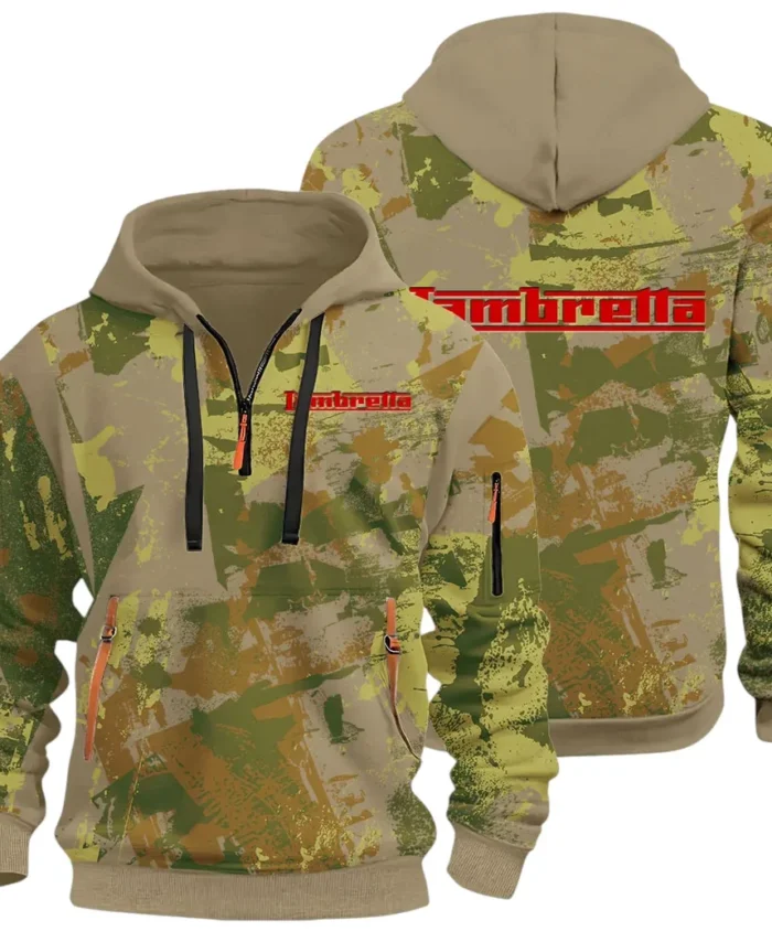 Classic Gear Hoodie Half Zip 3D Print, Rugged Casual Hoodie CAR514 - Khaki