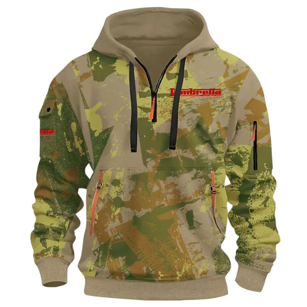 Classic Gear Hoodie Half Zip 3D Print, Rugged Casual Hoodie CAR514 - Khaki - Image 2