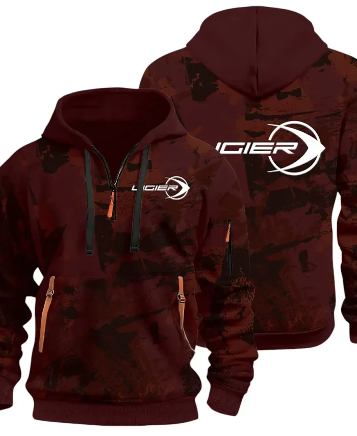Racing Vibe Hoodie Half Zip 3D Print, Streetwear Casual Look Outfit CAR514 - Dark Red