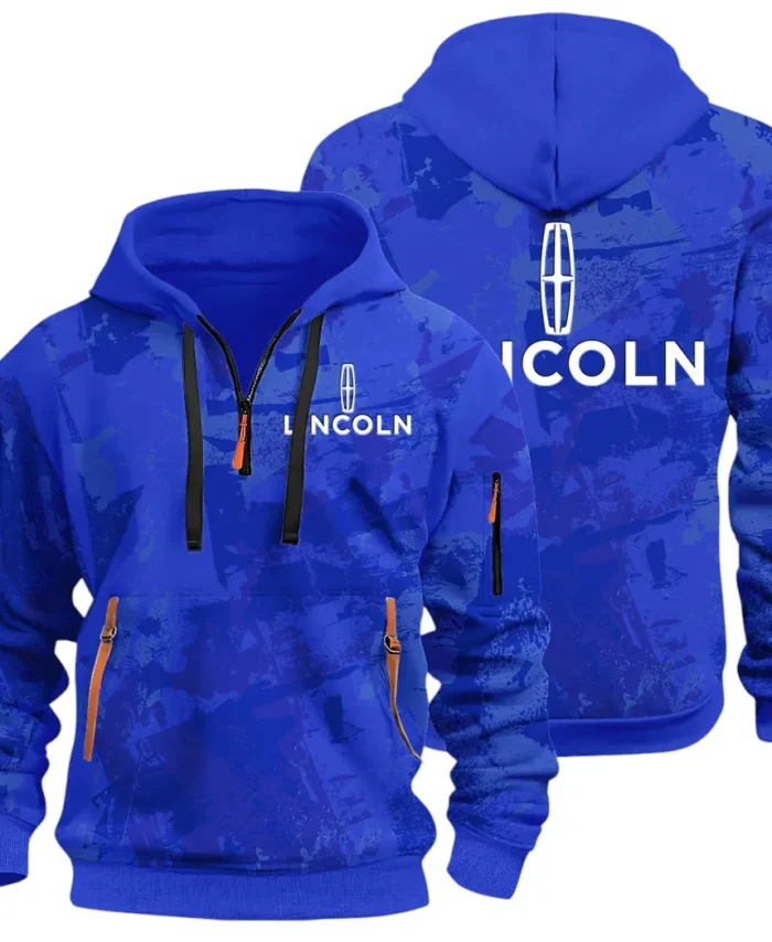 Stylish Crossover Hoodie Half Zip 3D Print, Urban Casual Comfort Hoodie CAR514 - Blue