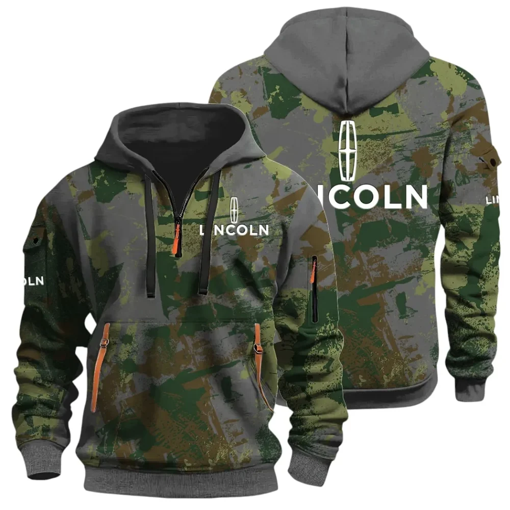 Stylish Crossover Hoodie Half Zip 3D Print, Urban Casual Comfort Hoodie CAR514 - Dark Gray