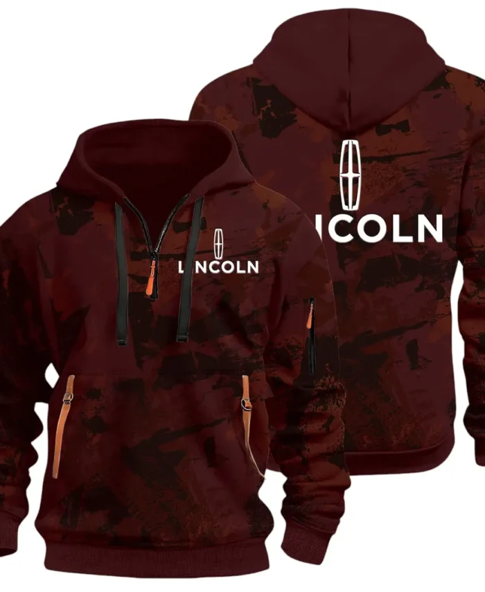 Stylish Crossover Hoodie Half Zip 3D Print, Urban Casual Comfort Hoodie CAR514 - Dark Red