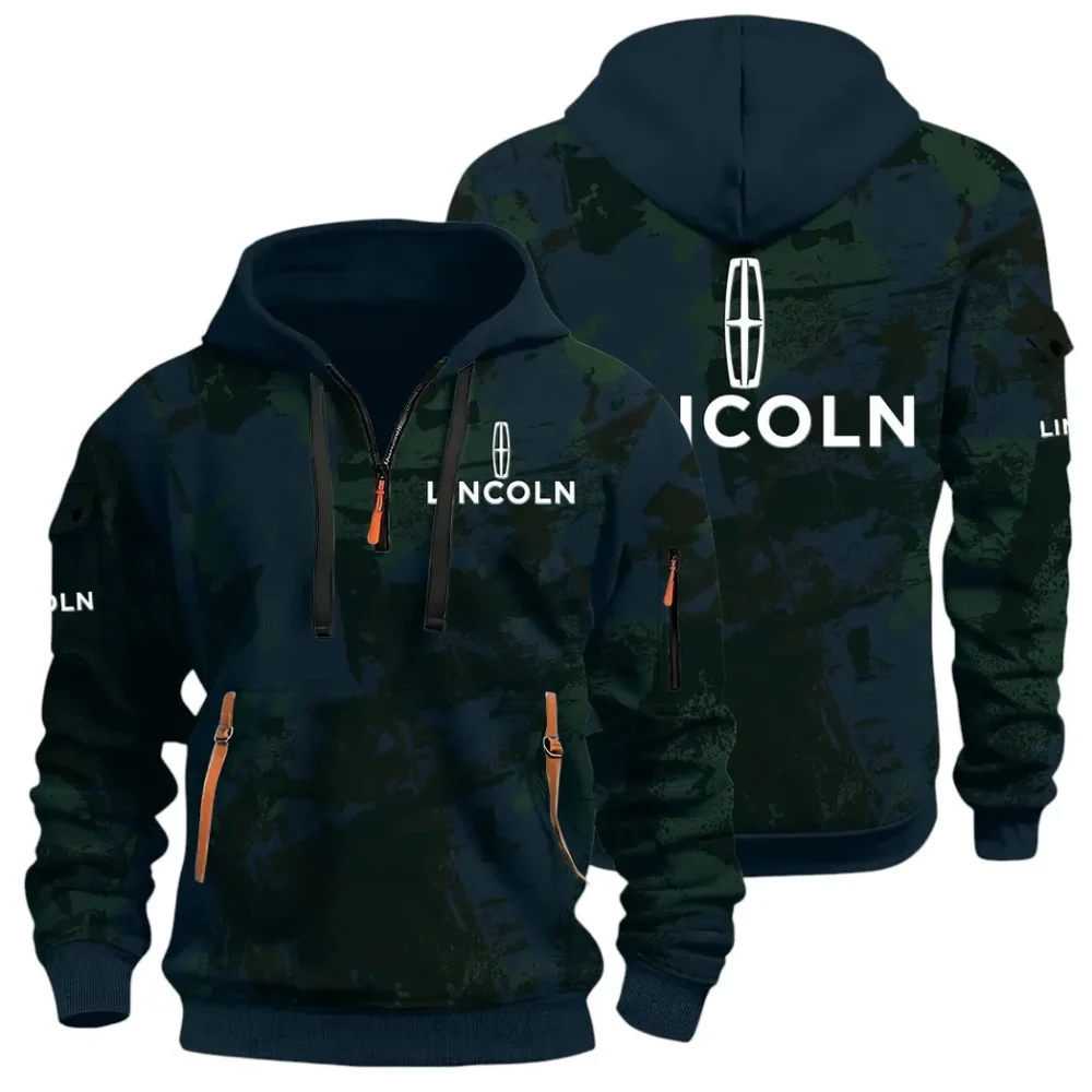 Stylish Crossover Hoodie Half Zip 3D Print, Urban Casual Comfort Hoodie CAR514 - Navy