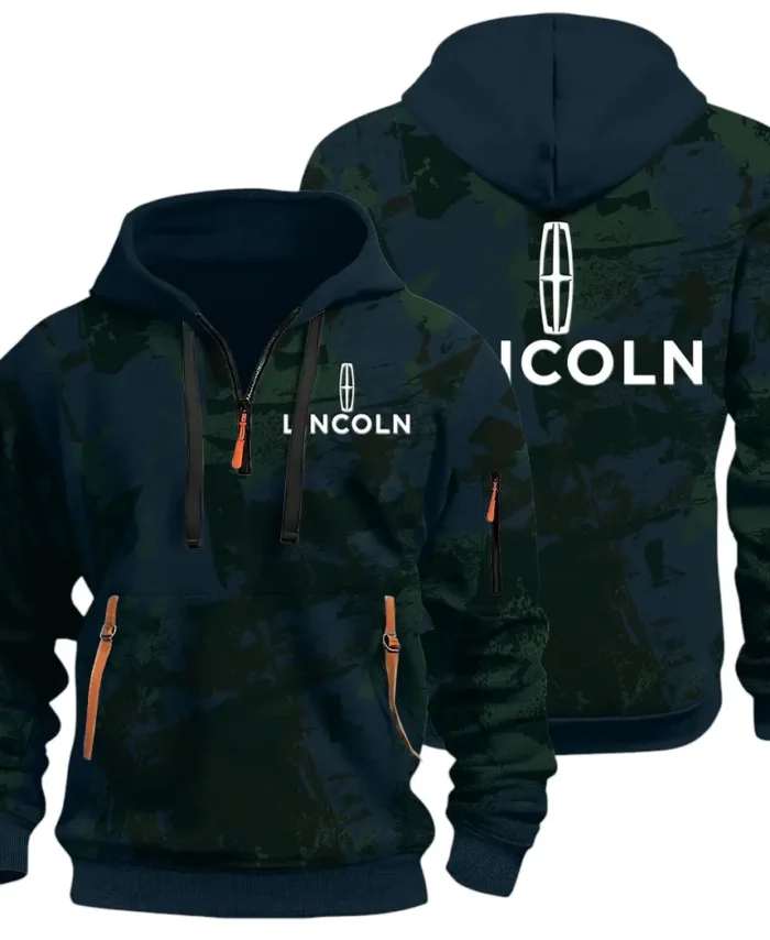 Stylish Crossover Hoodie Half Zip 3D Print, Urban Casual Comfort Hoodie CAR514 - Navy