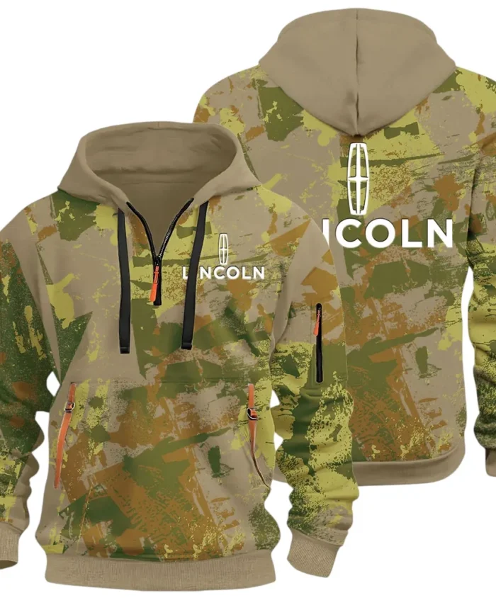 Stylish Crossover Hoodie Half Zip 3D Print, Urban Casual Comfort Hoodie CAR514 - Khaki
