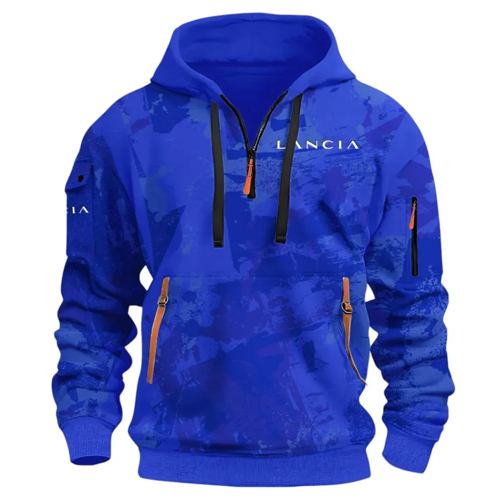 Vintage Legend Hoodie Half Zip 3D Print, Street-Ready Casual Hoodie CAR514 - Blue - Image 2