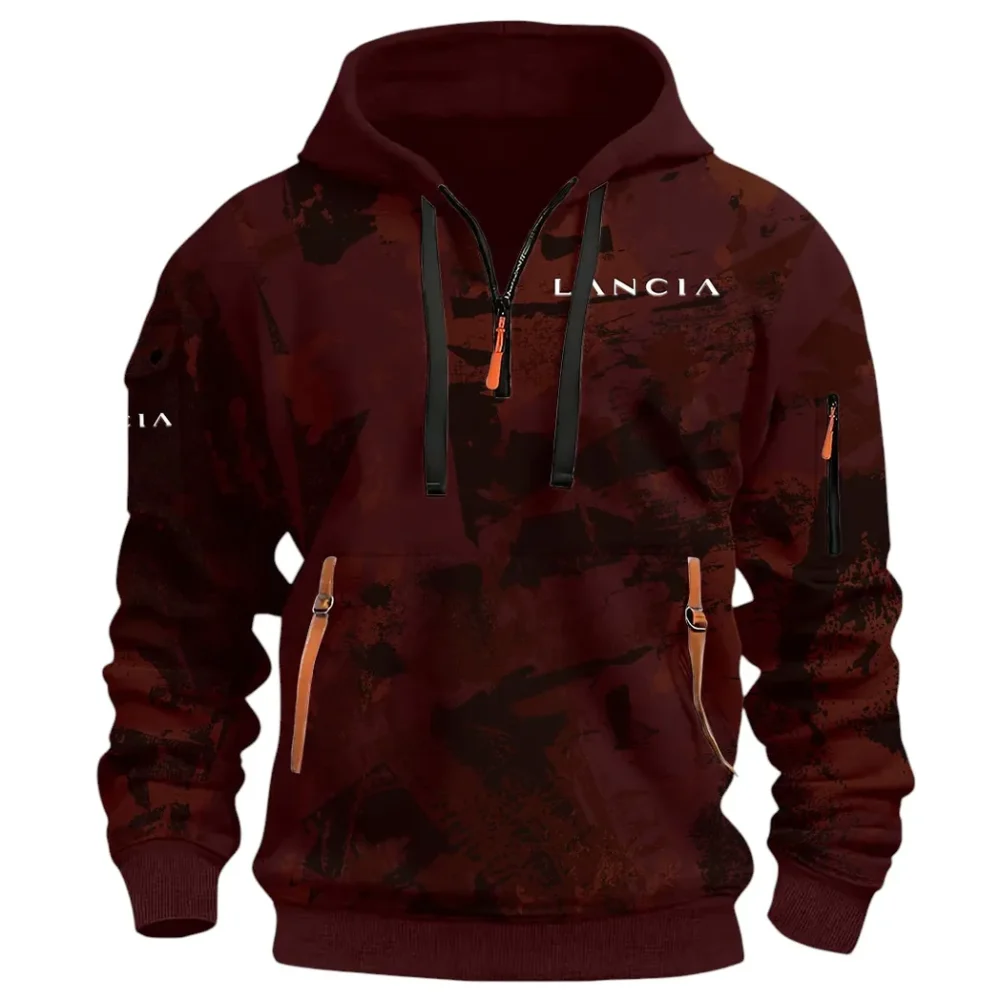 Vintage Legend Hoodie Half Zip 3D Print, Street-Ready Casual Hoodie CAR514 - Dark Red - Image 2