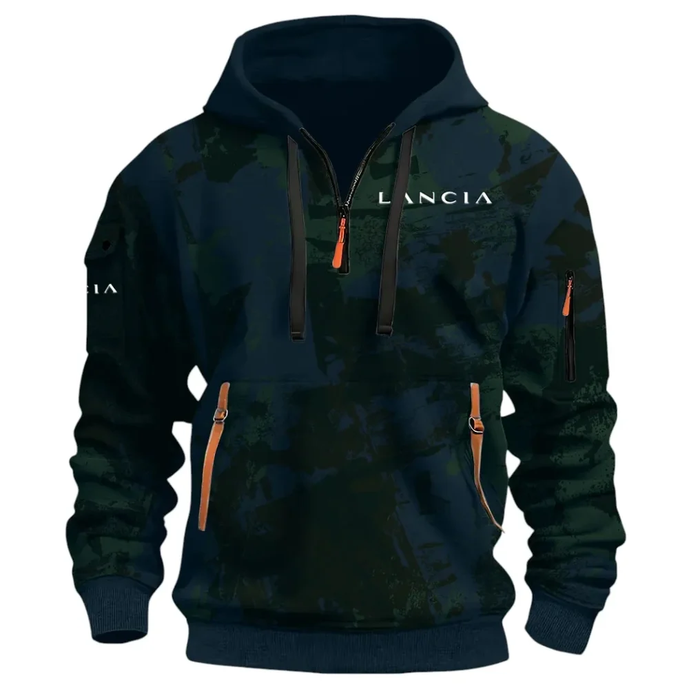 Vintage Legend Hoodie Half Zip 3D Print, Street-Ready Casual Hoodie CAR514 - Navy - Image 2