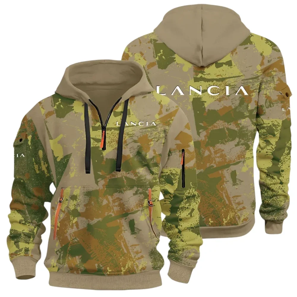 Vintage Legend Hoodie Half Zip 3D Print, Street-Ready Casual Hoodie CAR514 - Khaki