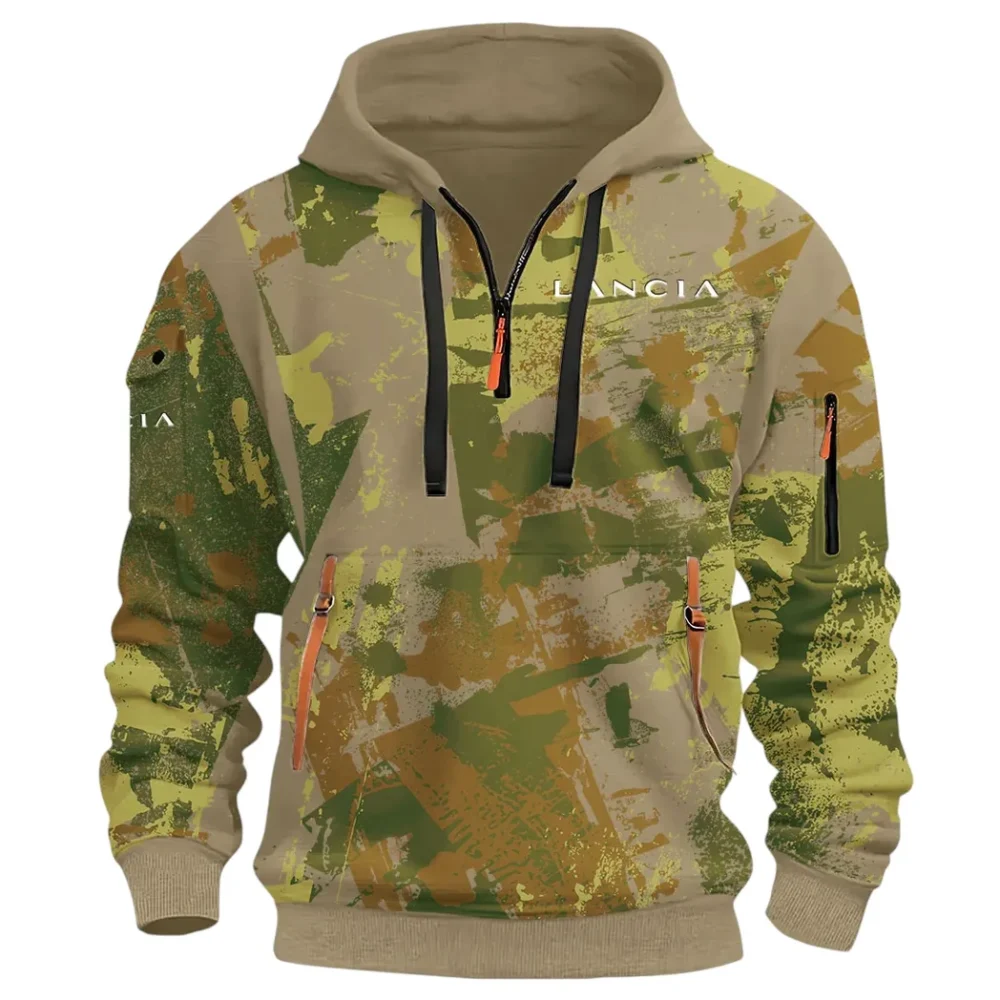Vintage Legend Hoodie Half Zip 3D Print, Street-Ready Casual Hoodie CAR514 - Khaki - Image 2