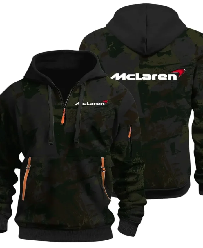 Racing Icon Hoodie Half Zip 3D Print, Rugged Casual Hoodie CAR514 - Black