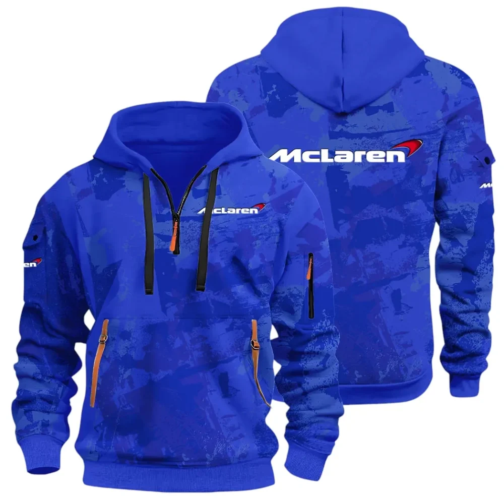 Racing Icon Hoodie Half Zip 3D Print, Rugged Casual Hoodie CAR514 - Blue