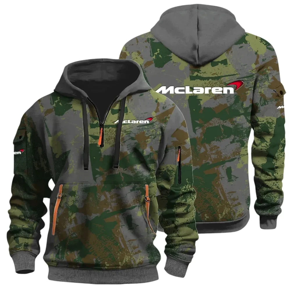 Racing Icon Hoodie Half Zip 3D Print, Rugged Casual Hoodie CAR514 - Dark Gray