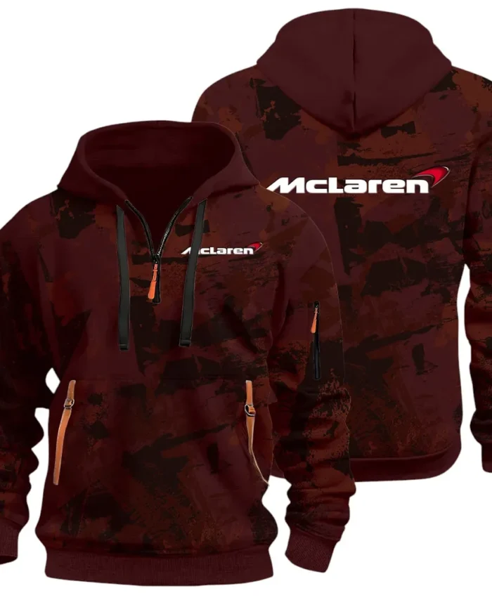 Racing Icon Hoodie Half Zip 3D Print, Rugged Casual Hoodie CAR514 - Dark Red