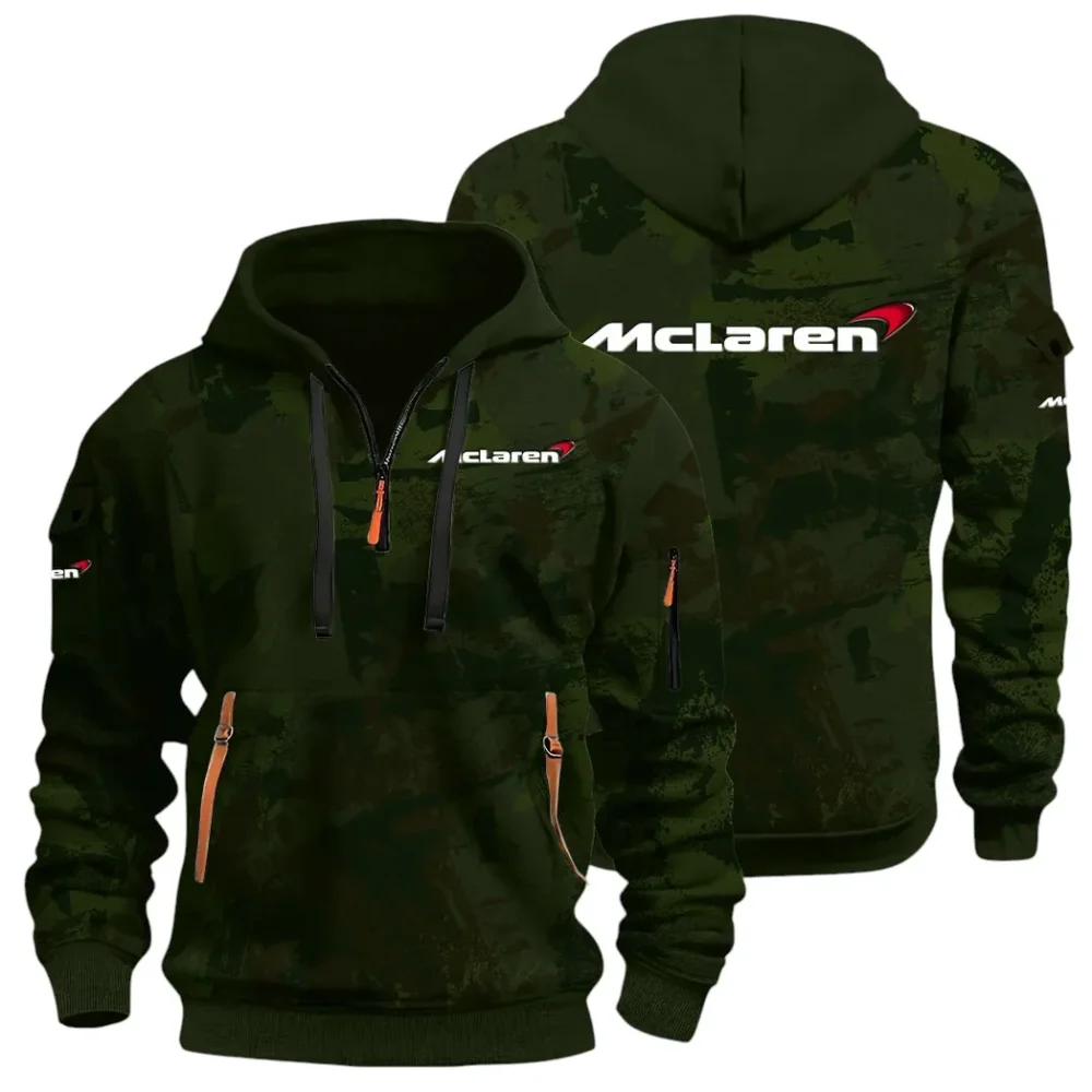 Racing Icon Hoodie Half Zip 3D Print, Rugged Casual Hoodie CAR514 - Green