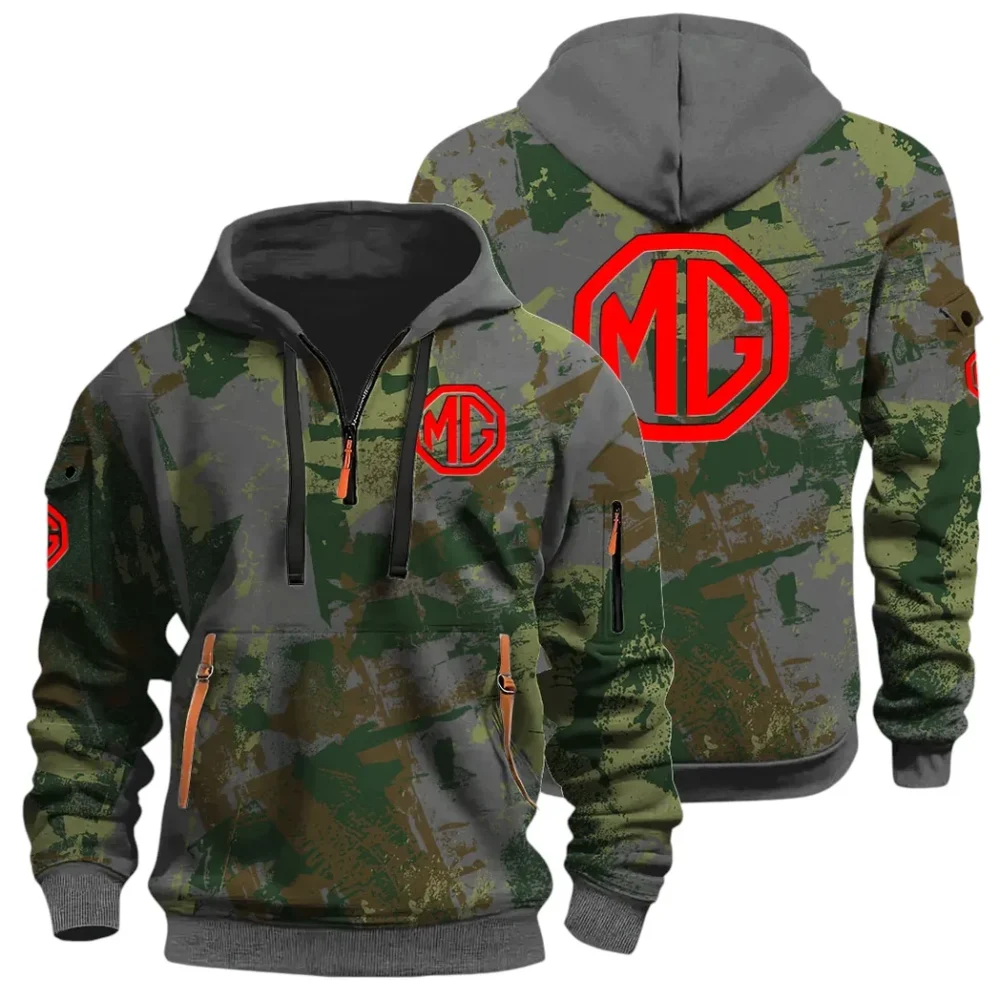 Iconic British Ride Hoodie Half Zip 3D Print, Sporty Urban Comfort Hoodie CAR514 - Dark Gray
