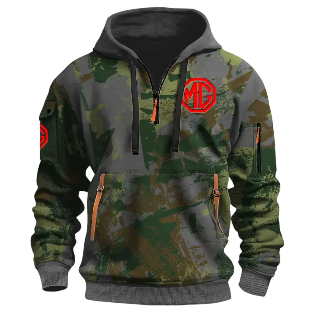 Iconic British Ride Hoodie Half Zip 3D Print, Sporty Urban Comfort Hoodie CAR514 - Dark Gray - Image 2