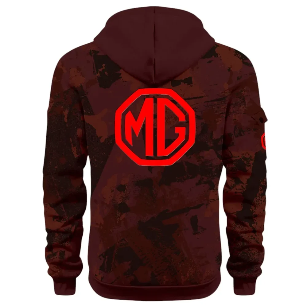 Iconic British Ride Hoodie Half Zip 3D Print, Sporty Urban Comfort Hoodie CAR514 - Dark Red - Image 3