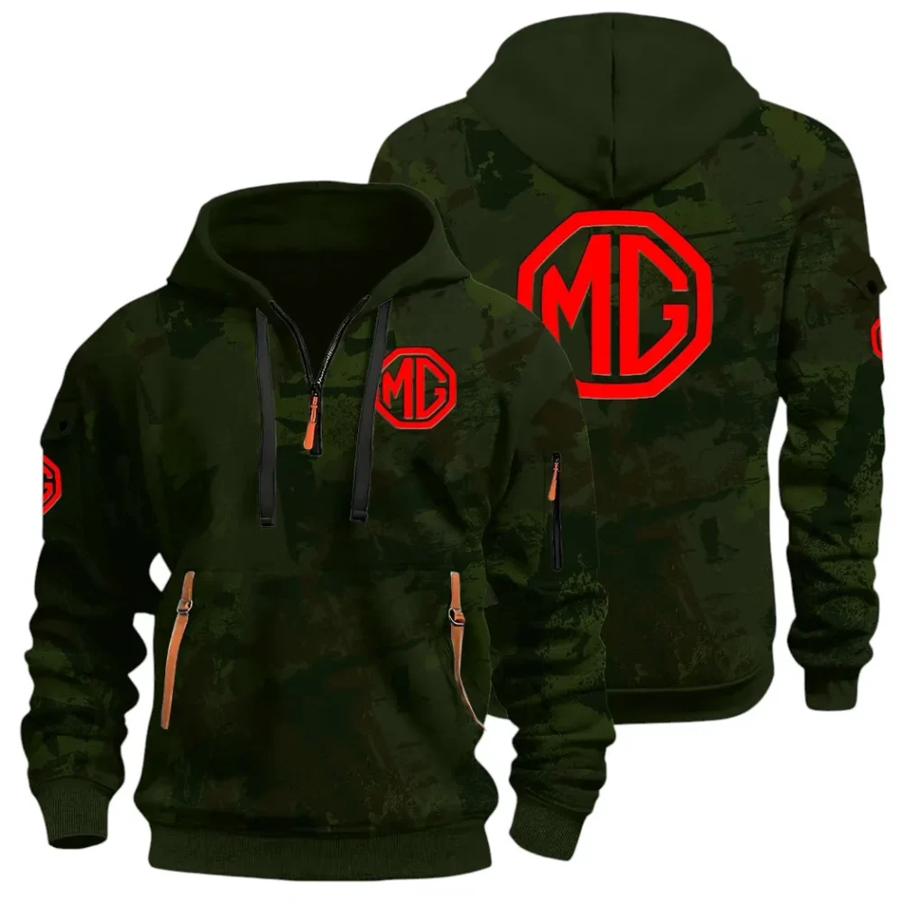 Iconic British Ride Hoodie Half Zip 3D Print, Sporty Urban Comfort Hoodie CAR514 - Green