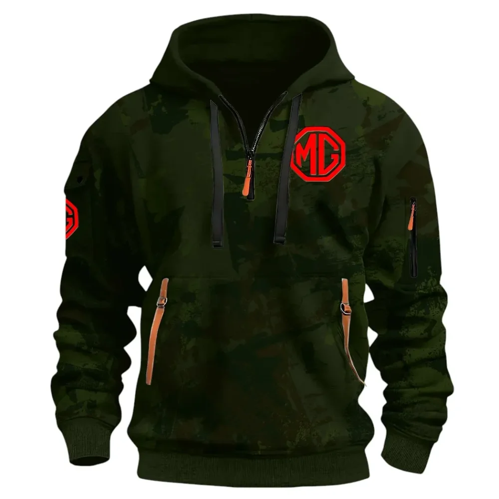 Iconic British Ride Hoodie Half Zip 3D Print, Sporty Urban Comfort Hoodie CAR514 - Green - Image 2