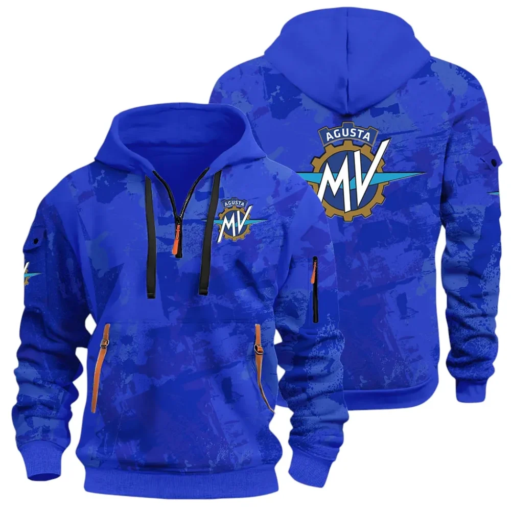 Exotic Motorcycle Hoodie Half Zip 3D Print, Sporty Everyday Wear Hoodie CAR514 - Blue