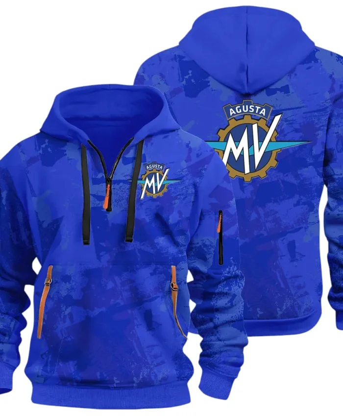 Exotic Motorcycle Hoodie Half Zip 3D Print, Sporty Everyday Wear Hoodie CAR514 - Blue