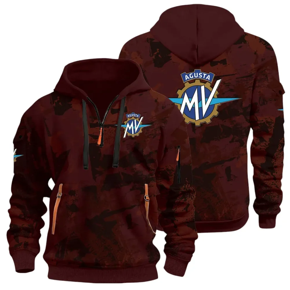 Exotic Motorcycle Hoodie Half Zip 3D Print, Sporty Everyday Wear Hoodie CAR514 - Dark Red