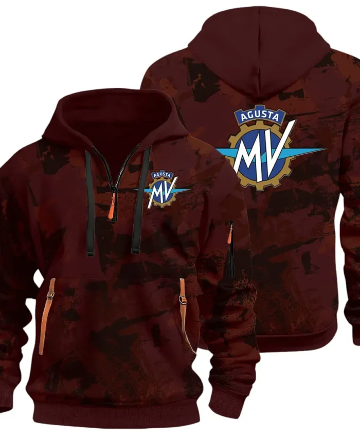 Exotic Motorcycle Hoodie Half Zip 3D Print, Sporty Everyday Wear Hoodie CAR514 - Dark Red