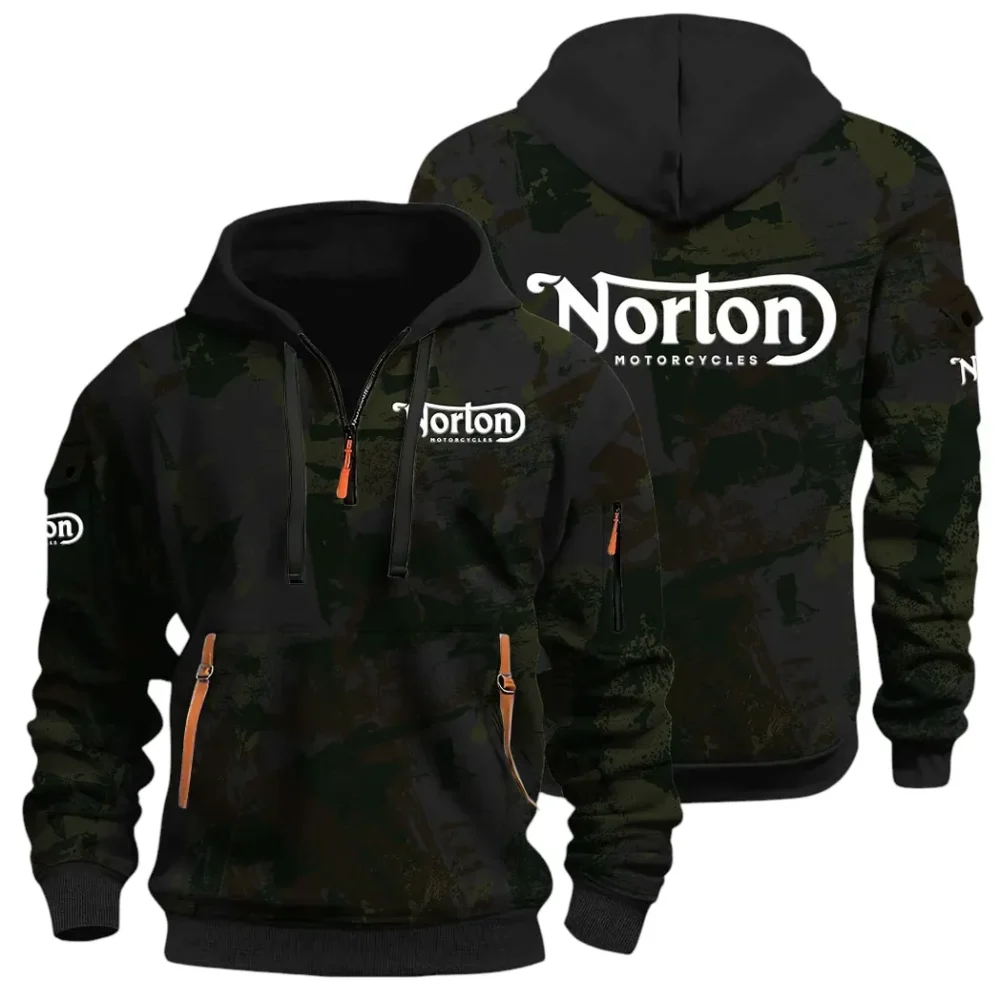 Touring Motorcycle Hoodie Half Zip 3D Print, Street-Ready Casual Hoodie CAR514 - Black