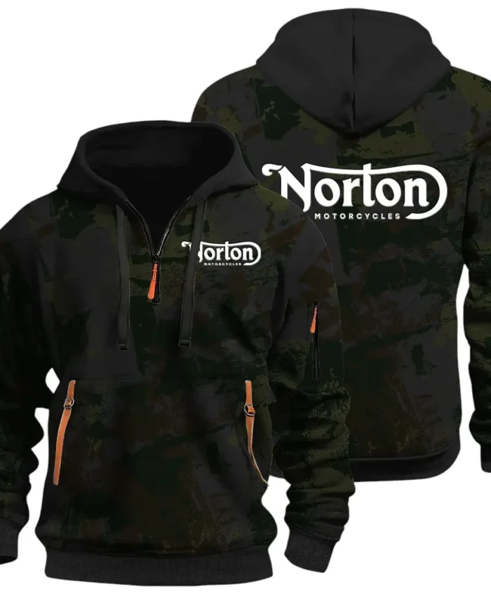 Touring Motorcycle Hoodie Half Zip 3D Print, Street-Ready Casual Hoodie CAR514 - Black